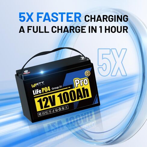LiFePO4 Lithium Battery 12V 100Ah, Use EV Grade A+ Cell, Buit-in 100A BMS, Low Temperature Protection, Up to 15000 Cycles -Perfect for RV, Solar System, Trolling Motor, etc. in Kuwait