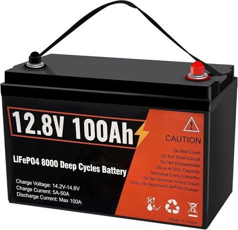 12V 100AH LIFEPO4 Lithium Battery ، Group 31 Protection LifePo4 بطارية LIFEPO4 المدمجة في 100A BMS ذكية ، 15000 دورة عميقة قابلة للشحن مقاومة للماء للطاقة الشمسية ، طاقة الرياح ، المنزل ، RVS in Kuwait