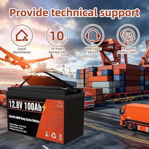 12V 100AH LIFEPO4 Lithium Battery ، Group 31 Protection LifePo4 بطارية LIFEPO4 المدمجة في 100A BMS ذكية ، 15000 دورة عميقة قابلة للشحن مقاومة للماء للطاقة الشمسية ، طاقة الرياح ، المنزل ، RVS in Kuwait