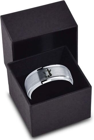 Scary Haunting Ghost Emoji Ring - Tungsten Band 8mm - Men - Women - 18k Rose Gold Step Bevel Edge - Yellow - Grey - Blue - Black - Brushed - Polished - Wedding - Gift Dome Flat in Saudi Arabia
