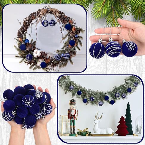 Namalu 24 Pcs Mini Velvet Christmas Balls Set Glitter Christmas Tree Ornaments Decoration Flocked Christmas Ball Ornaments Velvet Xmas Tree Hanging for Indoor Outdoor Holiday Party Decor(Green) in Saudi Arabia