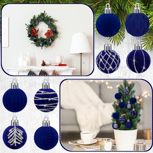 Namalu 24 Pcs Mini Velvet Christmas Balls Set Glitter Christmas Tree Ornaments Decoration Flocked Christmas Ball Ornaments Velvet Xmas Tree Hanging for Indoor Outdoor Holiday Party Decor(Green) in Saudi Arabia