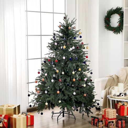 Namalu 24 Pcs Mini Velvet Christmas Balls Set Glitter Christmas Tree Ornaments Decoration Flocked Christmas Ball Ornaments Velvet Xmas Tree Hanging for Indoor Outdoor Holiday Party Decor(Green) in Saudi Arabia