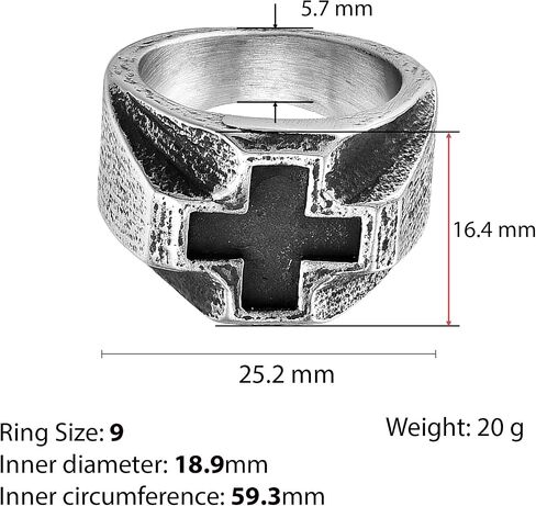 Retro Stainless Steel Mens Cross Ring, Bold Black Design, Durable Handcrafted Jewelry Gift in Saudi Arabia