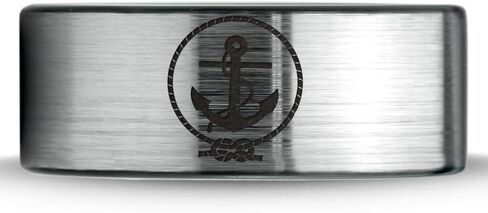 Anchor Sailor Rope Love Ring - Tungsten Band 8mm - Men - Women - 18k Rose Gold Step Bevel Edge - Yellow - Grey - Blue - Black - Brushed - Polished - Wedding - Gift Dome Flat Cut in Kuwait