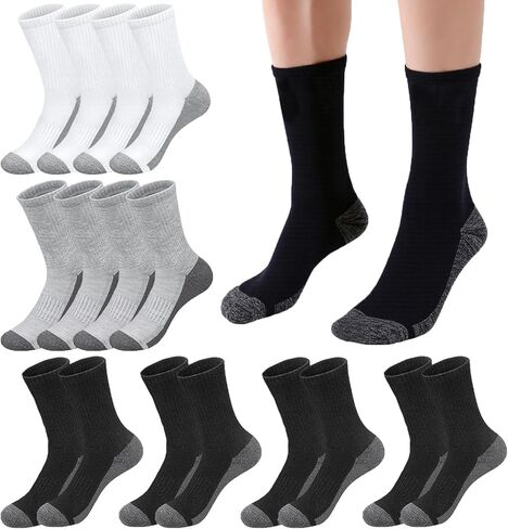 8 Pairs Crew Athletic Socks for Men Moisture Wicking Cushion Crew Socks for Sport Running Traveling in Saudi Arabia