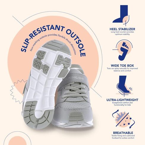 TSUKIHOSHI 3581 Charge BTS Strap-Closure Back-to-School Shoes for Boys and Girls with Wide Toe Box and Slip-Resistant, Non-Marking Outsole - for Kids Ages 1-12 in Kuwait