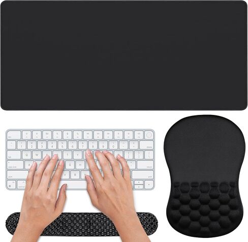 3 in 1 Ergonomic Set Mouse Pad with Wrist Rest, Keyboard Wrist Rest, and Desk Pad,Memory Foam Soft Breathable Pain Relief for Wrist Fatigue, Prolonged Typing and Mouse Use Jamboa in Saudi Arabia