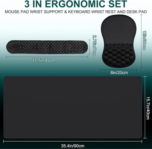3 in 1 Ergonomic Set Mouse Pad with Wrist Rest, Keyboard Wrist Rest, and Desk Pad,Memory Foam Soft Breathable Pain Relief for Wrist Fatigue, Prolonged Typing and Mouse Use Jamboa in Saudi Arabia