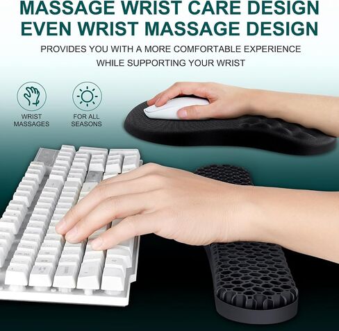 3 in 1 Ergonomic Set Mouse Pad with Wrist Rest, Keyboard Wrist Rest, and Desk Pad,Memory Foam Soft Breathable Pain Relief for Wrist Fatigue, Prolonged Typing and Mouse Use Jamboa in Saudi Arabia