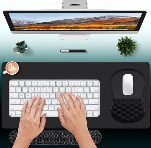 3 in 1 Ergonomic Set Mouse Pad with Wrist Rest, Keyboard Wrist Rest, and Desk Pad,Memory Foam Soft Breathable Pain Relief for Wrist Fatigue, Prolonged Typing and Mouse Use Jamboa in Saudi Arabia