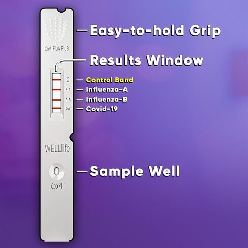 WELLlife COVID-19/Influenza A&B Home Test, Get Results for Flu A/B and COVID-19 in 10 Minutes, at Home Self Test with Non-invasive Nasal Swab, FDA EUA Authorized -[10 Tests] in Kuwait