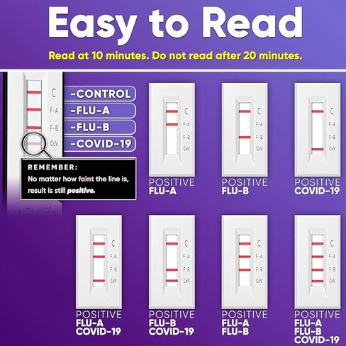 WELLlife COVID-19/Influenza A&B Home Test, Get Results for Flu A/B and COVID-19 in 10 Minutes, at Home Self Test with Non-invasive Nasal Swab, FDA EUA Authorized -[10 Tests] in Kuwait