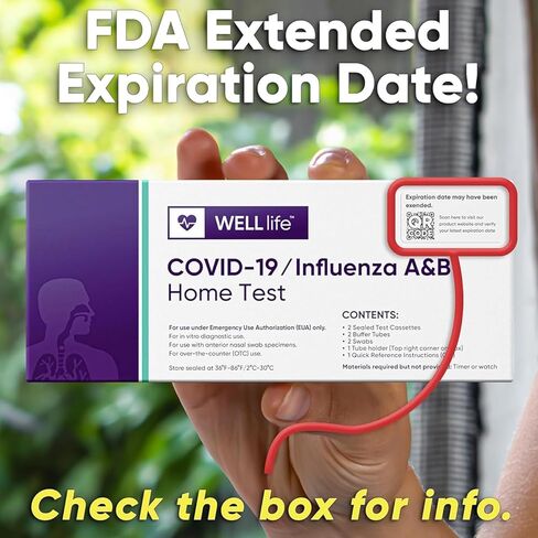WELLlife COVID-19/Influenza A&B Home Test, Get Results for Flu A/B and COVID-19 in 10 Minutes, at Home Self Test with Non-invasive Nasal Swab, FDA EUA Authorized -[10 Tests] in Kuwait