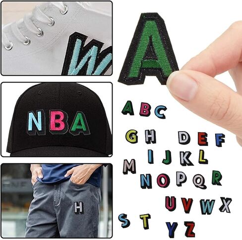 72Pcs Letter Number Iron on Patches, BetterJonny Colorful Embroidered Sew On Patches Alphabet A-Z Numbers 0-9 Applique for Clothes Patches Embroidered Patches for Shoes Hats Bags Jeans DIY Accessories in Kuwait