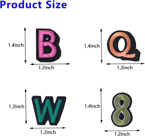 72Pcs Letter Number Iron on Patches, BetterJonny Colorful Embroidered Sew On Patches Alphabet A-Z Numbers 0-9 Applique for Clothes Patches Embroidered Patches for Shoes Hats Bags Jeans DIY Accessories in Kuwait