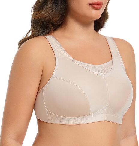 TELIMUSSTO Women's Sports Bra Wirefree Full Coverage Plus Size Comfort Non Padded Bra for Women in Kuwait