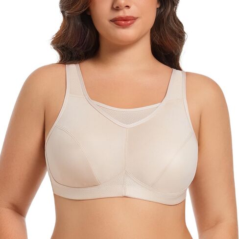 TELIMUSSTO Women's Sports Bra Wirefree Full Coverage Plus Size Comfort Non Padded Bra for Women in Kuwait