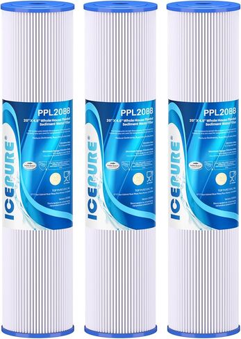 فلتر رواسب مطوي للمنزل بالكامل من ICEPURE مقاس 20 بوصة × 4.5 بوصة لمياه الآبار، وإزالة الصدأ والكلور، وخرطوشة بديلة لـ ECP5-BB، AP810-2، HDC3001، SPC-45-1005، CP5-BB، ECP1-20BB، S1-20BB ,R30-20BB، 2 عبوة in Saudi Arabia