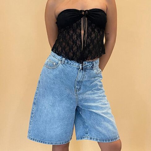 Women Baggy Denim Shorts Casual Low Waist Loose Fit Jeans Short for Spring Summer Knee Length Bermuda Shorts in Saudi Arabia