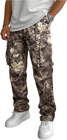 رجال سروال شحن الخصر CAMO CAMO يطبع بنطلون طويل الشارع مع جيوب in Saudi Arabia