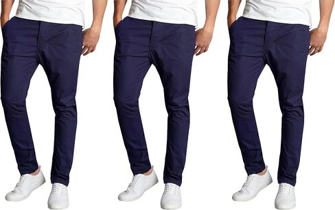 Galaxy by Harvic Mens Slim Fit Cotton Stretch Chino Pants 2-Pack in Saudi Arabia