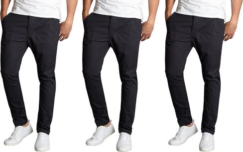 Galaxy by Harvic Mens Slim Fit Cotton Stretch Chino Pants 2-Pack in Kuwait
