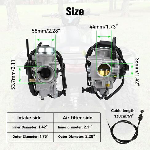Rubicon 500 Carbetor Carb Cok Cable Kit for Fourtrax Foreman Rubicon 500 TRX500 2005-2011 TRX500FE TRX500FM TRX500FPE TRX500FPM TRX500TM ATV 4 Wheeler Quad Parts 16100-HN2-013 in Saudi Arabia