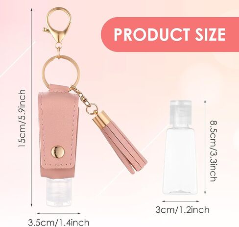 3Pcs Hand Sanitizer Keychain, 30ml Portable Leather Hand Sanitizer Holder Travel Size Keychain Hand Sanitizer Case Refillable Bottle for Toiletry Lotion Liquid Soap Shampoo in Saudi Arabia