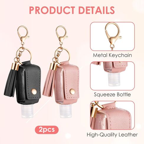 3Pcs Hand Sanitizer Keychain, 30ml Portable Leather Hand Sanitizer Holder Travel Size Keychain Hand Sanitizer Case Refillable Bottle for Toiletry Lotion Liquid Soap Shampoo in Saudi Arabia