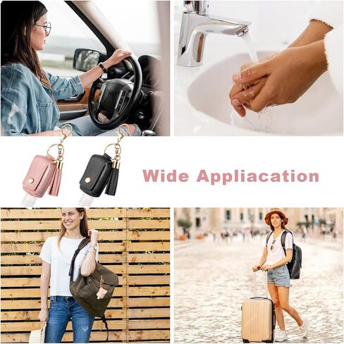 3Pcs Hand Sanitizer Keychain, 30ml Portable Leather Hand Sanitizer Holder Travel Size Keychain Hand Sanitizer Case Refillable Bottle for Toiletry Lotion Liquid Soap Shampoo in Saudi Arabia