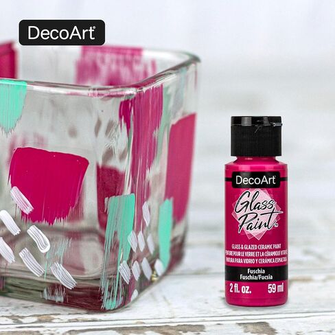 DecoArt Glass Paint, Pastels Color Set, Acrylic Paint Ideal for Glass and Glazed Ceramics, Self Leveling Smooth Finish, 2 Fl Oz Bottle (Pack of 9) in Saudi Arabia