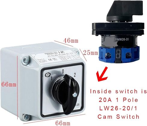YMW26-20/1M Waterproof IP65 Rotary Cam Switch Changeover Control Circuit 690V 20A 1 Pole with Protective Box LW26 LW28 LW39B(Man-Off-AUTO) in Saudi Arabia