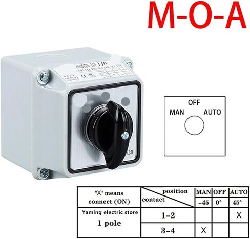 YMW26-20/1M Waterproof IP65 Rotary Cam Switch Changeover Control Circuit 690V 20A 1 Pole with Protective Box LW26 LW28 LW39B(Man-Off-AUTO) in Saudi Arabia