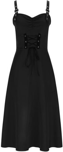 Womens Vintage Gothic Dress Sleevesless Dark Black Dresses Renaissance Medieval Victorian Halloween Cosplay Costume in Saudi Arabia