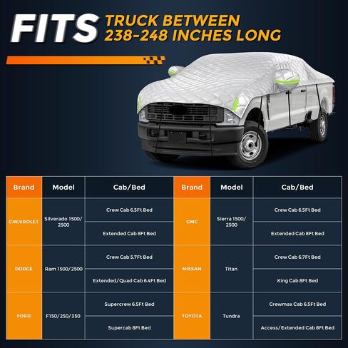 Hail Car Cover for Full-Size Truck 220-235 Inches Long, 4-Layer Thickened Cotton Fabric Cover Protector, Custom Fit Folding Sun Shade Protection Blocker Windshield Cover in Saudi Arabia