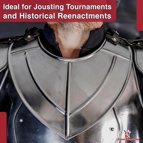 Armory Replicas ™ 18 Gauge Neck Armor مع الأشرطة الجلدية لـ LARP ، الأزياء وإعادة التشريع in Kuwait