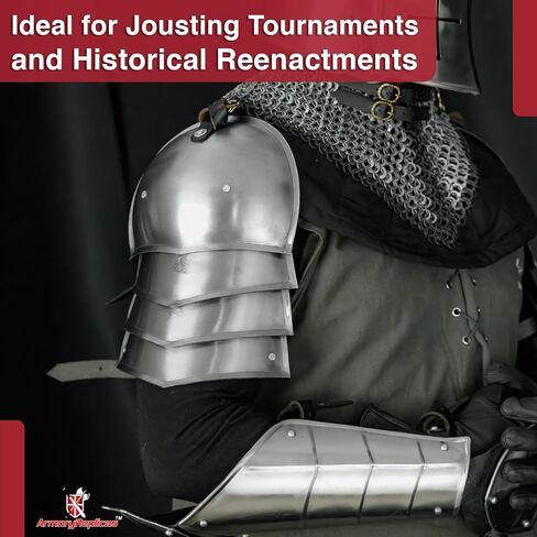 Armory Replicas ™ 18 Gauge Neck Armor مع الأشرطة الجلدية لـ LARP ، الأزياء وإعادة التشريع in Kuwait