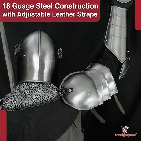 Armory Replicas ™ 18 Gauge Neck Armor مع الأشرطة الجلدية لـ LARP ، الأزياء وإعادة التشريع in Kuwait