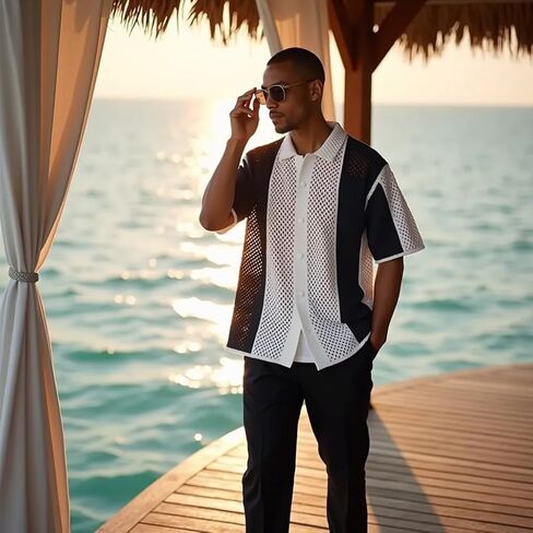 Stacy Adams Men's Fancy Crochet Shirt in Saudi Arabia