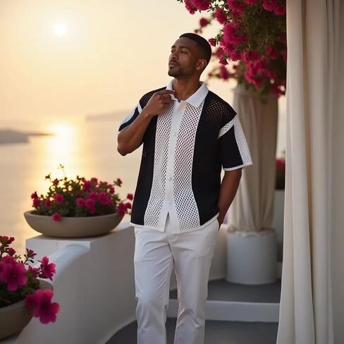 Stacy Adams Men's Fancy Crochet Shirt in Saudi Arabia
