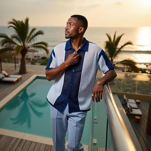 Stacy Adams Men's Fancy Crochet Shirt in Saudi Arabia