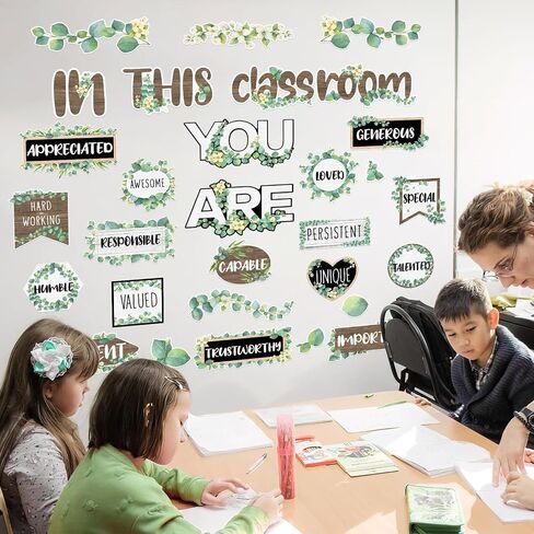 Rainbow Bulletin Board Decorations for Classroom Positive Inspirational Affirmation Wall Decor, 31Pcs Retro Colorful Bulletin Board Signs for Back to School Supplies Classroom Door Wall Decor in Kuwait