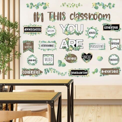 Rainbow Bulletin Board Decorations for Classroom Positive Inspirational Affirmation Wall Decor, 31Pcs Retro Colorful Bulletin Board Signs for Back to School Supplies Classroom Door Wall Decor in Kuwait
