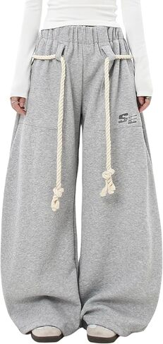 Vamtac Wide Leg Sweatpants Women Baggy Barrel Pants Y2K Loose fit Gray Sweat Pants with Pockets in Saudi Arabia