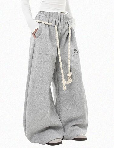 Vamtac Wide Leg Sweatpants Women Baggy Barrel Pants Y2K Loose fit Gray Sweat Pants with Pockets in Saudi Arabia