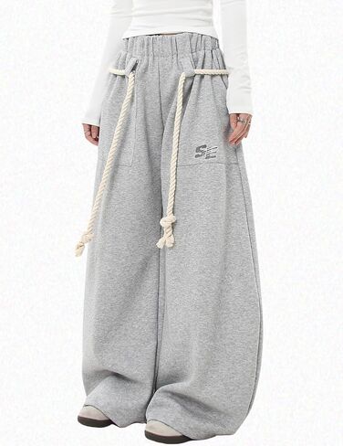 Vamtac Wide Leg Sweatpants Women Baggy Barrel Pants Y2K Loose fit Gray Sweat Pants with Pockets in Saudi Arabia