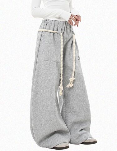 Vamtac Wide Leg Sweatpants Women Baggy Barrel Pants Y2K Loose fit Gray Sweat Pants with Pockets in Saudi Arabia