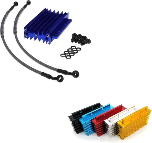 CNC Engine Oil Cooler Kit, Aluminum Alloy Oil Cooler Cooling Radiator Hose Bolt Kit for Monkey Pit Dirt Bike 110cc 125cc 140cc 150cc(BLUE) in Saudi Arabia