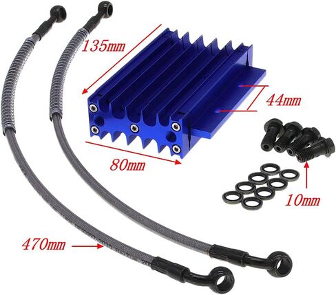 CNC Engine Oil Cooler Kit, Aluminum Alloy Oil Cooler Cooling Radiator Hose Bolt Kit for Monkey Pit Dirt Bike 110cc 125cc 140cc 150cc(BLUE) in Saudi Arabia
